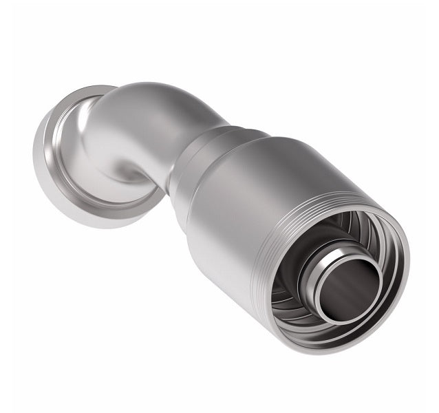 6S24CTA24 Aeroquip by Danfoss | 6 Wire 6S CAT Flange 45° Elbow (CTA) Crimp Fitting | -24 CAT Flange x -24 Hose Barb | Steel