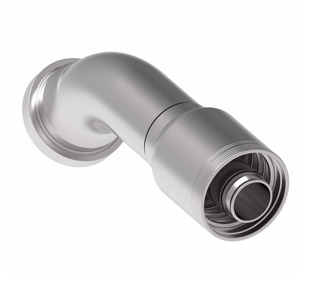 6S32CTA24 Aeroquip by Danfoss | 6 Wire 6S CAT Flange 45° Elbow (CTA) Crimp Fitting | -32 CAT Flange x -24 Hose Barb | Steel