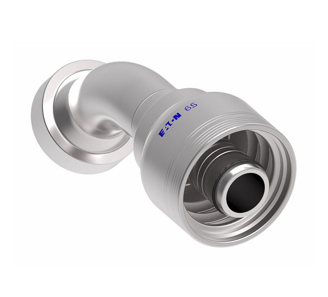 6S16CTA16 Aeroquip by Danfoss | 6 Wire 6S CAT Flange 45° Elbow (CTA) Crimp Fitting | -16 CAT Flange x -16 Hose Barb | Steel
