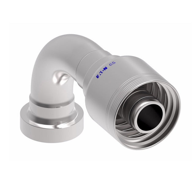 6S20CTB20 Aeroquip by Danfoss | 6 Wire 6S CAT Flange 90° Elbow (CTB) Crimp Fitting | -20 CAT Flange x -20 Hose Barb | Steel