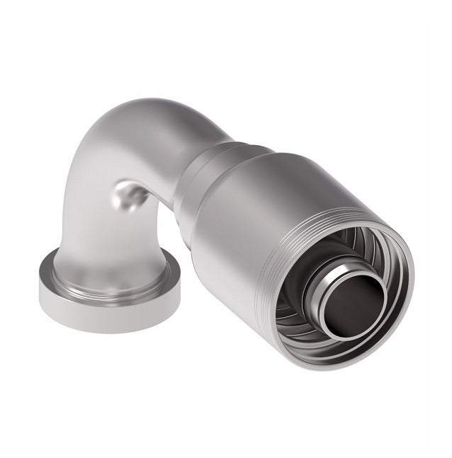 6S24CTB24 Aeroquip by Danfoss | 6 Wire 6S CAT Flange 90° Elbow (CTB) Crimp Fitting | -24 CAT Flange x -24 Hose Barb | Steel