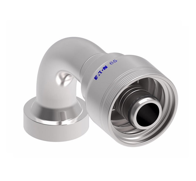 6S16CTB16 Aeroquip by Danfoss | 6 Wire 6S CAT Flange 90° Elbow (CTB) Crimp Fitting | -16 CAT Flange x -16 Hose Barb | Steel