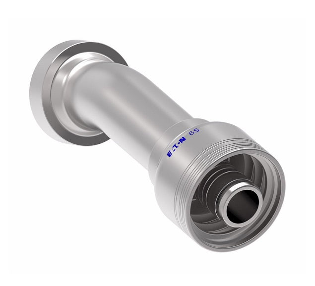 6S24CTD20 Aeroquip by Danfoss | 6 Wire 6S CAT Flange 22.5° Elbow (CTD) Crimp Fitting | -24 CAT Flange x -20 Hose Barb | Steel