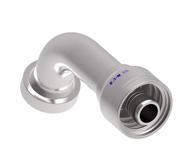 6S20CTE16 Aeroquip by Danfoss | 6 Wire 6S CAT Flange 67.5° Elbow (CTE) Crimp Fitting | -20 CAT Flange x -16 Hose Barb | Steel