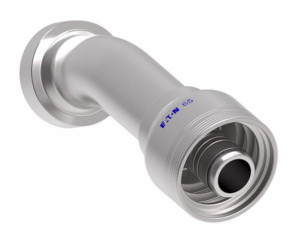 6S20CTF16 Aeroquip by Danfoss | 6 Wire 6S CAT Flange 30° Elbow (CTF) Crimp Fitting | -20 CAT Flange x -16 Hose Barb | Steel