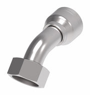 6S25DSA16 Aeroquip by Danfoss | 6 Wire 6S Female DIN 24° Seat Swivel DKO (Heavy) 45° Elbow (DSA) Crimp Fitting | S25 Female DKO/DIN 24° Seat x -16 Hose Barb | Steel
