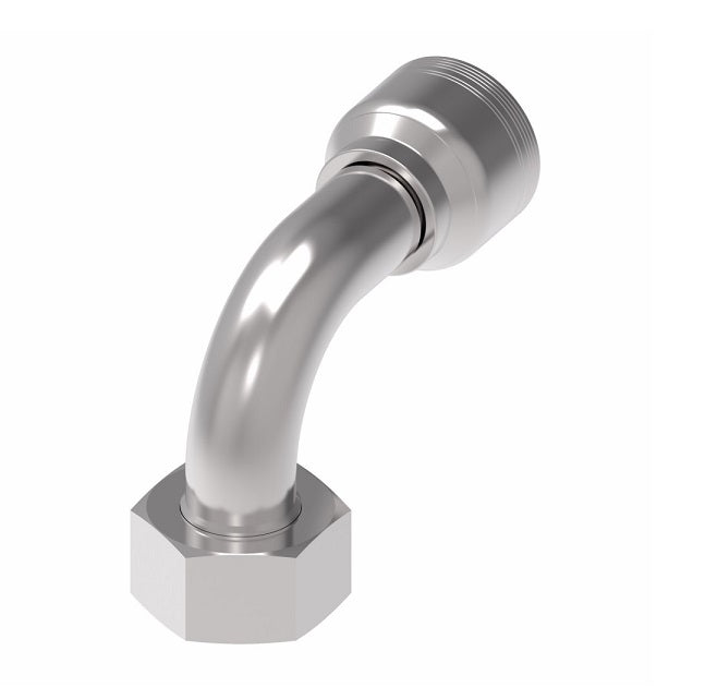 6S32DSB16 Aeroquip by Danfoss | 6 Wire 6S Female DIN 24° Seat Swivel DKO (Heavy) 90° Elbow (DSB) Crimp Fitting | S38 Female DKO/DIN 24° Seat x -16 Hose Barb | Steel