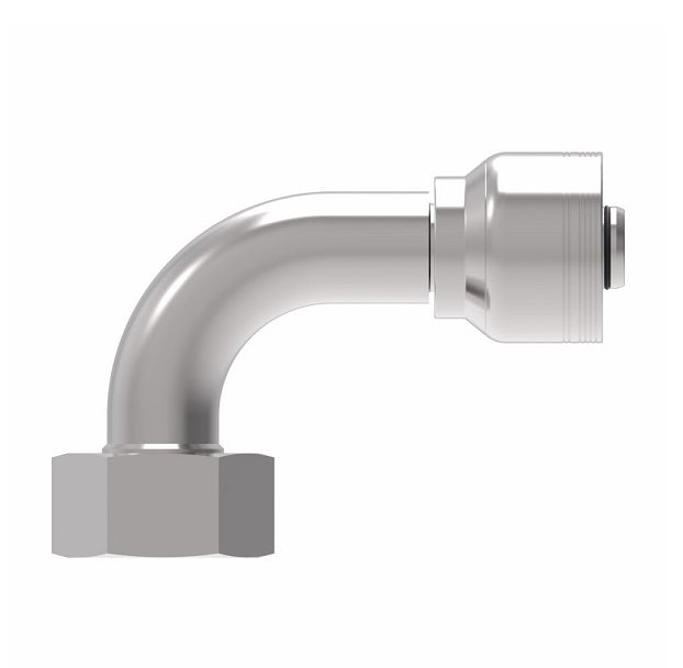 6S32DSB16 Aeroquip by Danfoss | 6 Wire 6S Female DIN 24° Seat Swivel DKO (Heavy) 90° Elbow (DSB) Crimp Fitting | S38 Female DKO/DIN 24° Seat x -16 Hose Barb | Steel