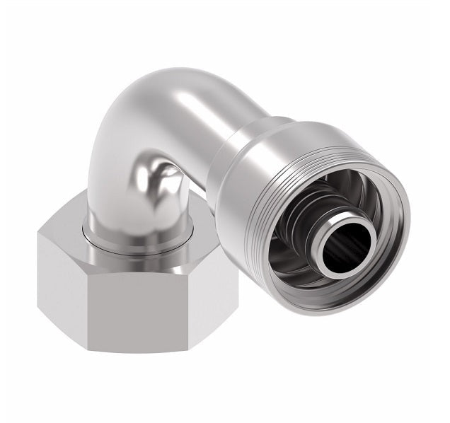 6S32DSB16 Aeroquip by Danfoss | 6 Wire 6S Female DIN 24° Seat Swivel DKO (Heavy) 90° Elbow (DSB) Crimp Fitting | S38 Female DKO/DIN 24° Seat x -16 Hose Barb | Steel