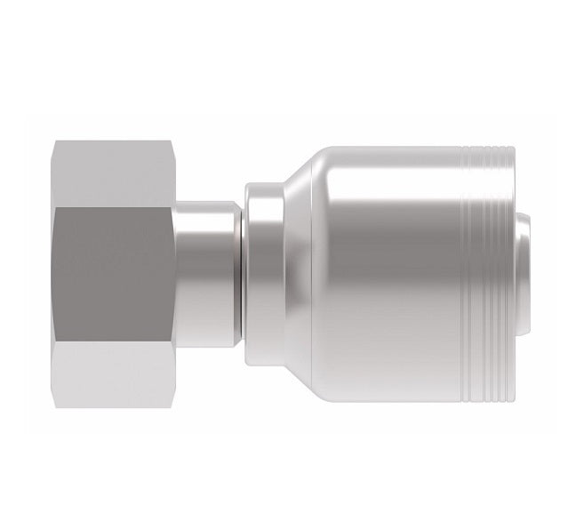 6S32DS20 Aeroquip by Danfoss | 6 Wire 6S Female DIN 24° Seat Swivel DKO (Heavy) (DS) Crimp Fitting | S38 Female DKO/DIN 24° Seat x -20 Hose Barb | Steel