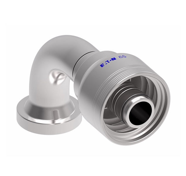 6S20FHB16 Aeroquip by Danfoss | 6 Wire 6S SAE Code 62 Flange 90° Elbow (FHB) Crimp Fitting | -20 Code 62 Flange x -16 Hose Barb | Steel