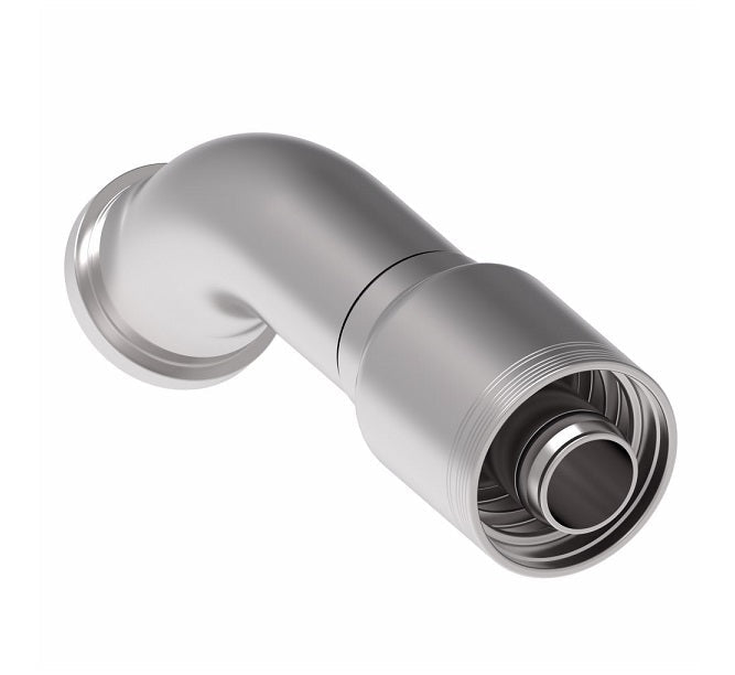 6S32FLA24 Aeroquip by Danfoss | 6 Wire 6S SAE Code 61 Flange 45° Elbow (FLA) Crimp Fitting | -32 Code 61 Flange x -24 Hose Barb | Steel