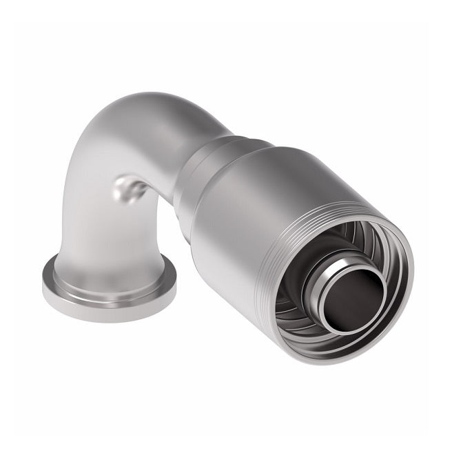 6S24FLB24 Aeroquip by Danfoss | 6 Wire 6S SAE Code 61 Flange 90° Elbow (FLB) Crimp Fitting | -24 Code 61 Flange x -24 Hose Barb | Steel