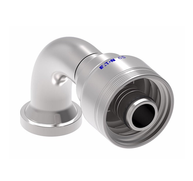 6S20FLB16 Aeroquip by Danfoss | 6 Wire 6S SAE Code 61 Flange 90° Elbow (FLB) Crimp Fitting | -20 Code 61 Flange x -16 Hose Barb | Steel