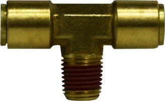 72060404 Midland DOT Push-In Fitting - Male Branch Tee - 3/8" Tube OD x 1/4" Tube OD x 1/4" Male NPTF - Brass