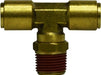 720402S Midland DOT Push-In Fitting - Male Swivel Branch Tee - 1/4" Tube OD x 1/8" Male NPTF - Brass