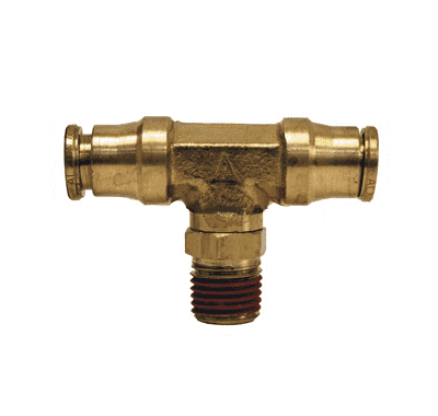 72S12x8 Dixon Forged Brass Push-In Fitting - Male Swivel Branch Tee - 3/8" Tube OD x 1/4" Male NPTF