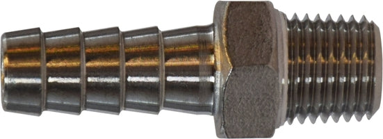 73972 (73-972) Midland Cast Reducing Hose Barb Nipple - 1/2" Hose ID x 3/8" Male Pipe - 304 Stainless Steel 