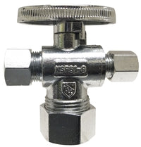 746439 Midland Supply Stop Connector (Lead Free) - 3 Way Stop - 5/8" Compression x 3/8" Compression x 1/4" Compression - Chrome Plated Brass