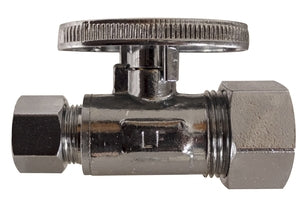 746537 Midland Supply Stop Connector (Lead Free) - 1/2" Nominal Pex x 1/4" Compression Straight Stop - Chrome Plated Brass