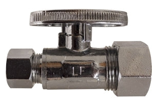 746556 Midland Supply Stop Connector (Lead Free) - 5/8" Compression x 3/8" Compression Straight Stop - Chrome Plated Brass