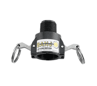 75B3/4 Banjo Polypropylene Cam Lever Coupling - Part B - 3/4" Female Coupler x 3/4" Male NPT - 125 PSI - Gasket: EPDM (Pack of 10)