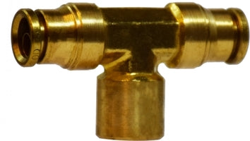 770402 Midland DOT Push-In Fitting - Female Branch Tee - 1/4" Tube OD x 1/8" Female NPTF - Brass