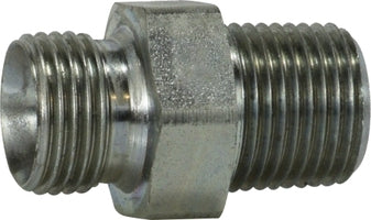 782516 (7825-16) Midland Hydraulic BSPP to Male Pipe Nipple - 1-11 Male BSPP x 1" Male Pipe - Steel