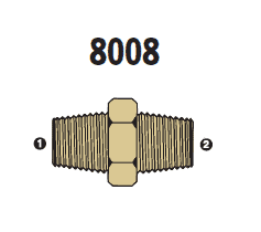 8008-02-02 Adaptall Brass -02 Male BSPT x -02 Male NPT Adapter