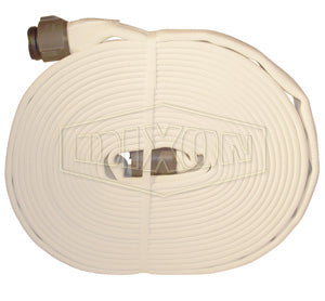 D815100RAS Dixon 800# Double Jacket All Polyester Fire Hose - Coupled - Female and Male NPSH Expansion Ring Couplings (Aluminum) - 1-1/2" Hose Size - 100ft Length