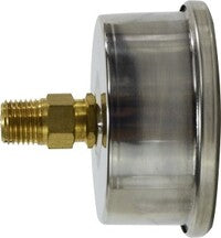 80201 (80-201) Midland Liquid Filled Gauge - 1/4" Male NPT Center Back Mount - 2-1/2" Face - 0-15 PSI - Stainless Steel