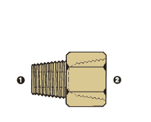 8036-02-02 Adaptall Brass -02 Male BSPT x -02 Female NPT Solid Adapter