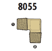 8055-12-12 Adaptall Brass 90 deg. -12 Male BSPT x -12 Male BSPT Elbow