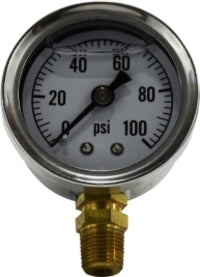 80602 (80-602) Midland Liquid Filled Gauge - 1/8" Male NPT Lower Mount - 1-1/2" Face - 0-30 PSI - Stainless Steel