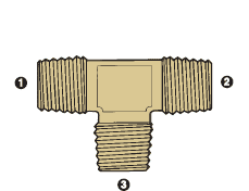 8080-04-04-04 Adaptall Brass -04 Male BSPT x -04 Male BSPT x -04 Male BSPT Tee