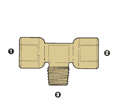 8093-02-02-02 Adaptall Brass -02 Female BSP Solid x -02 Female BSP x -02 Male BSPT Branch Tee