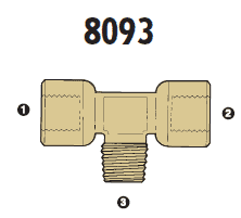 8093-04-04-04 Adaptall Brass -04 Female BSP Solid x -04 Female BSP x -04 Male BSPT Branch Tee