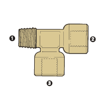 8095-04-04-04 Adaptall Brass -04 Male BSPT Solid x -04 Female BSP x -04 Female BSP Run Tee