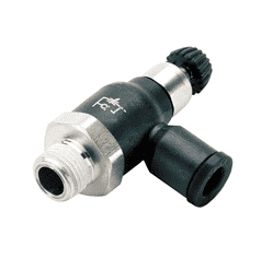 82042 by Nycoil | Push-to-Connect Fitting | Knob Adjustable Flow Control | Meter Out | 1/4" Tube OD x 1/8" Male NPT | Pack of 10