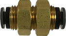 825320C Midland DOT Push-In Fitting - Bulkhead Union - 5/32" Tube OD x 1/2-20 Male UNF - Brass / Composite