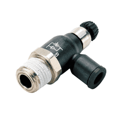 82442 by Nycoil | Push-to-Connect Fitting | Knob Adjustable Flow Control | Meter In | 1/4" Tube OD x 1/8" Male NPT | Pack of 10