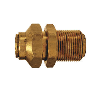 825 Dixon Brass Push-In Fitting - Bulkhead Union - 5/32" Tube OD x 7/16"-20 Thread