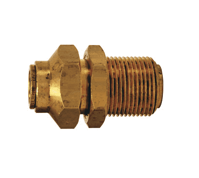 8216 Dixon Brass Push-In Fitting - Bulkhead Union - 1/2" Tube OD x 15/16"-16 Thread