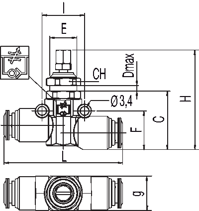 82815-04 by AIGNEP | Functional (Flow Controls) Series | Inline Flow Control Valve (Uni-Directional) | 1/4" Tube