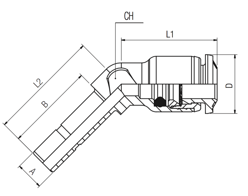 85160-53 by AIGNEP | 85 Series | Plug-In | 5/32" Tube x 5/32" Stud | 45° Elbow | Pack of 10