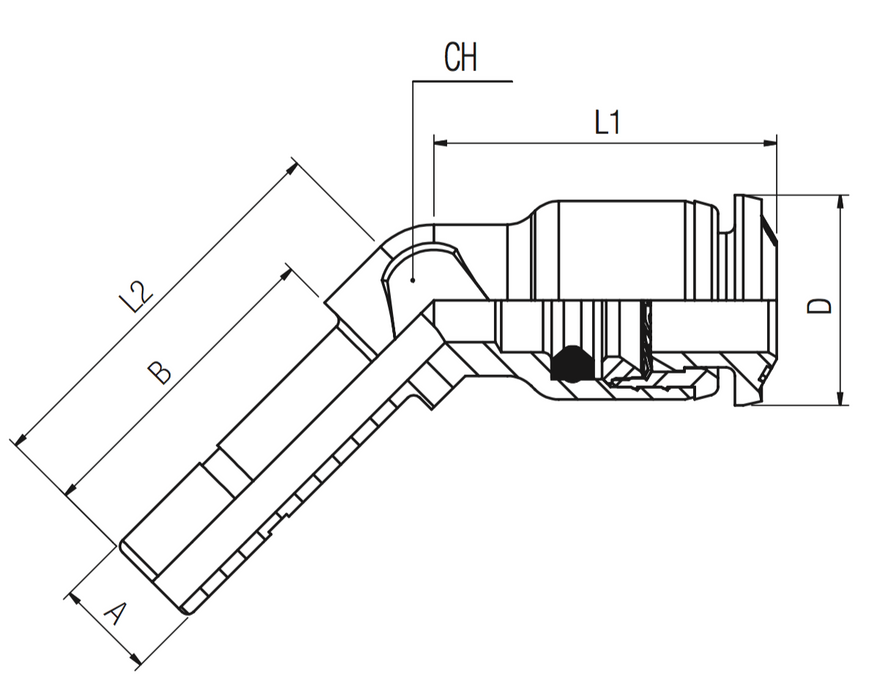 85160-05 by AIGNEP | 85 Series | Plug-In | 5/16" Tube x 5/16" Stud | 45° Elbow | Pack of 10