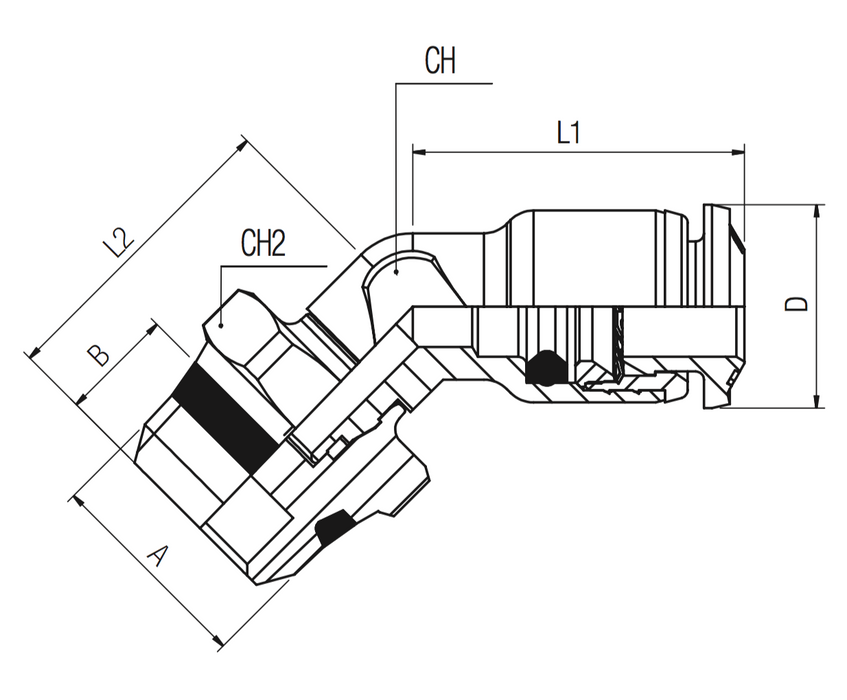 85170-08-08 by AIGNEP | 85 Series | Swivel | 1/2" Tube x 1/2" Swift-Fit Male | 45° Elbow | Pack of 10