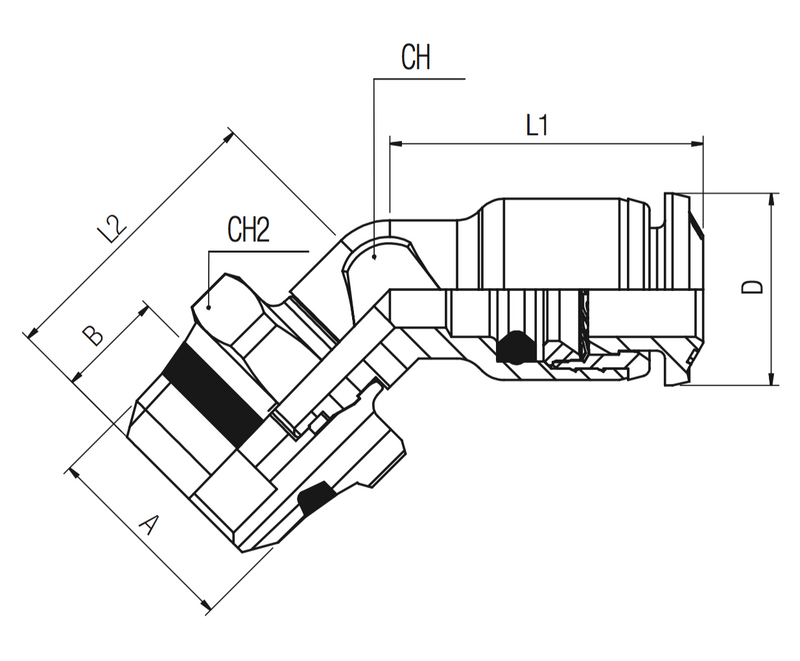 85170-06-04 by AIGNEP | 85 Series | Swivel | 3/8" Tube x 1/4" Swift-Fit Male | 45° Elbow | Pack of 10