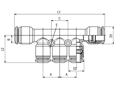 85350-05-53 by AIGNEP | 85 Series | Reducing Manifold | 5/16" Tube x 5/32" Tube | Pack of 10