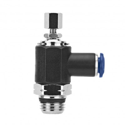 85958-53-32 AIGNEP | Functional (Flow Controls) Series | Flow Control | 5/32" Tube x 10-32 Swift-Fit Male | Flow Out Knob Adjustment